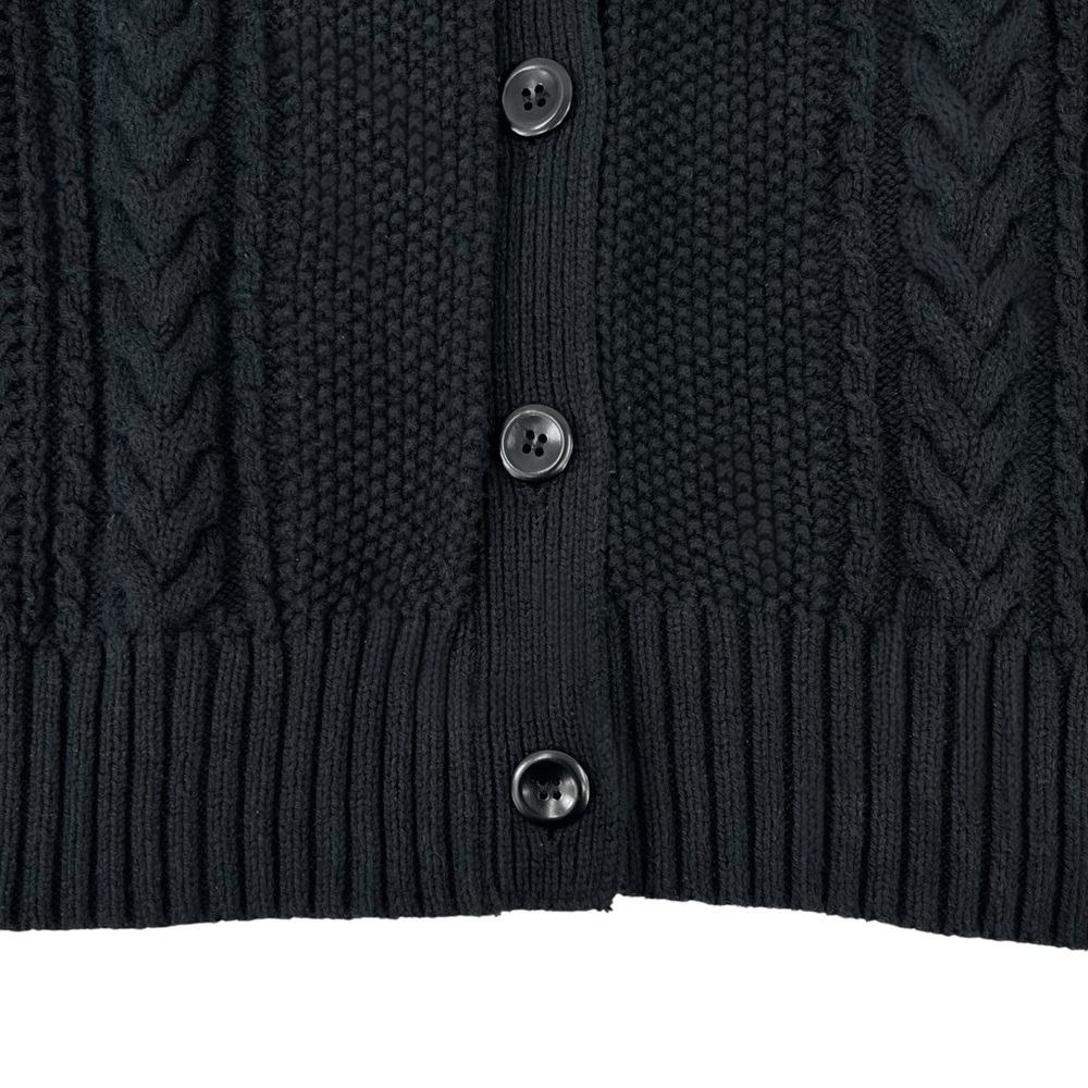 Alex Mill Cable Knit Nico Chunky Cardigan - Black Drop Shoulder Button Up Cardi - Picture 7 of 11